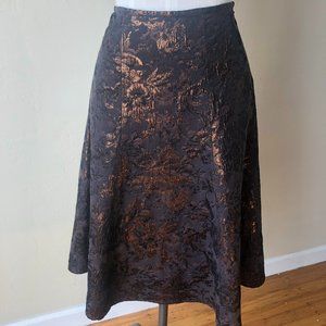 Isda and Co. two-tone (flat brown and deep metallic bronze) brocade skirt.